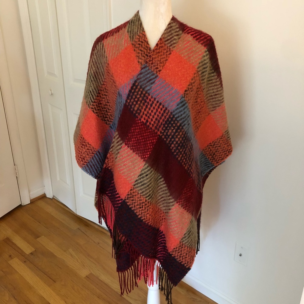 Anthropologie Plaid Blanket Shawl